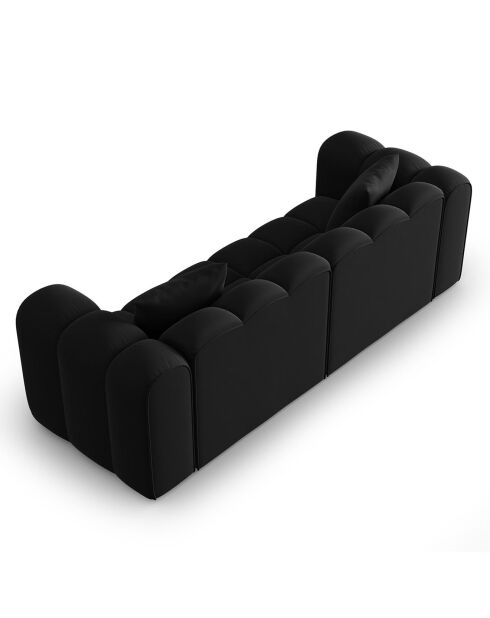 Canapé modulaire en Velours Halley 3 places noir - 228x87x70 cm